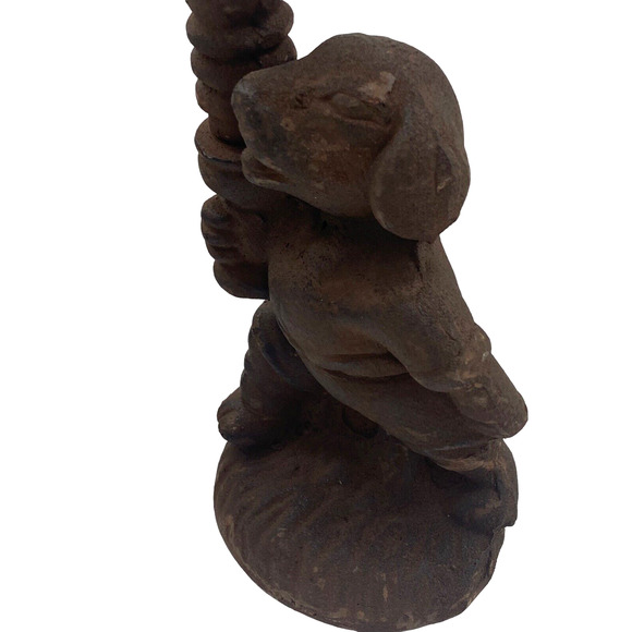 Vintage Cast Metal Iron Dogs Candlestick Candle Holder Set of 2 Dog Decor 12" - Picture 3 of 11